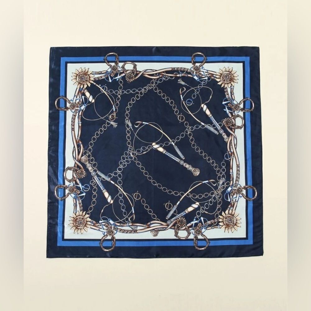 Elegant Blue and Gold Scarf G32